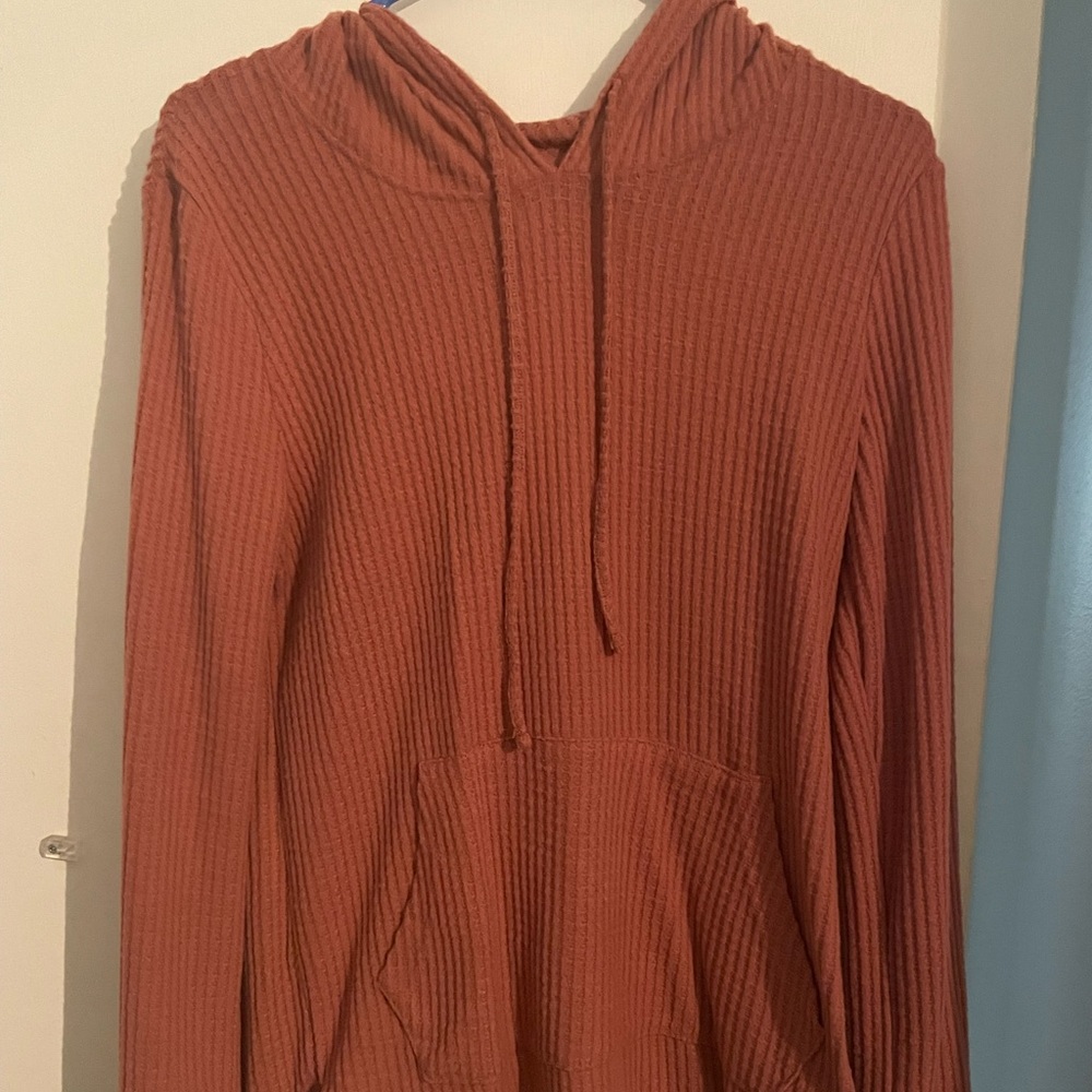 Pink waffle pullover